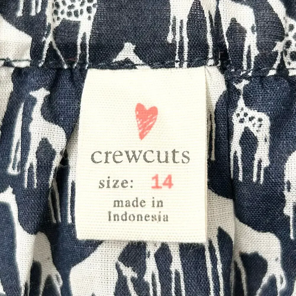 Crewcuts Girl's Novelty Print Giraffe Navy Blue Cotton Ruffle J. Crew Skirt XL